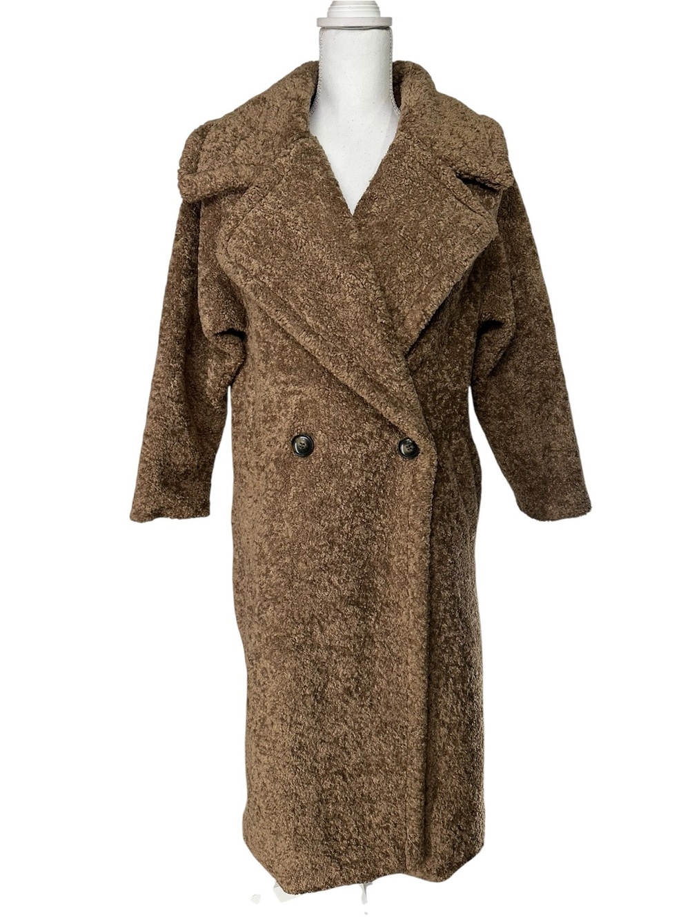 Tan Long Teddy Bear Faux Fur Coat / Size 4 / Brand BOOHOO / Oversized Boxy Fairy